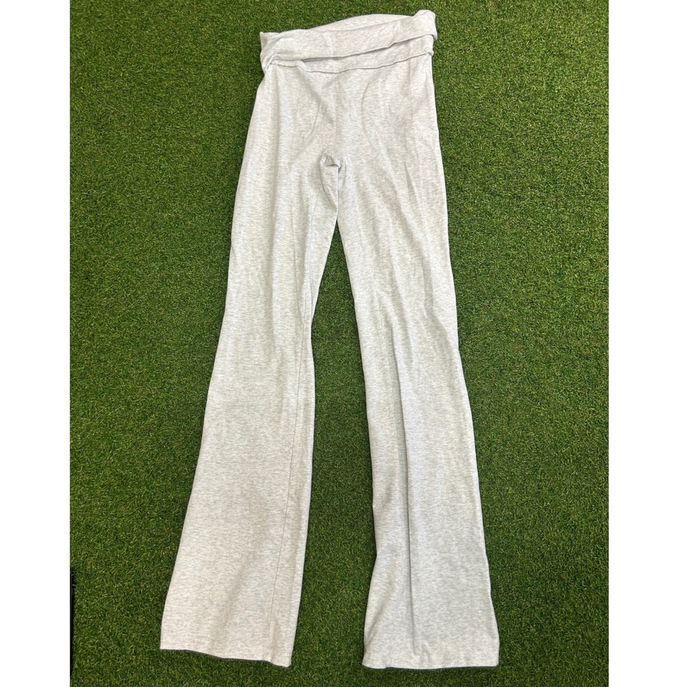 Garage Heather Gray Fold Over Waist Flare Leggings Yoga Pants XS
